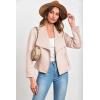 imagePRETTYGARDEN Womens Faux Suede Jackets 2025 Spring Fall Clothes Long Sleeve Open Front Cropped Coat OutwearBeige Apricot