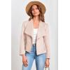 imagePRETTYGARDEN Womens Faux Suede Jackets 2025 Spring Fall Clothes Long Sleeve Open Front Cropped Coat OutwearBeige Apricot