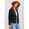 imagePRETTYGARDEN Womens Faux Suede Jackets 2025 Spring Fall Clothes Long Sleeve Open Front Cropped Coat OutwearBlack