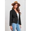 imagePRETTYGARDEN Womens Faux Suede Jackets 2025 Spring Fall Clothes Long Sleeve Open Front Cropped Coat OutwearBlack