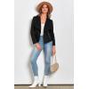 imagePRETTYGARDEN Womens Faux Suede Jackets 2025 Spring Fall Clothes Long Sleeve Open Front Cropped Coat OutwearBlack