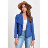 imagePRETTYGARDEN Womens Faux Suede Jackets 2025 Spring Fall Clothes Long Sleeve Open Front Cropped Coat OutwearBlue