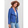 imagePRETTYGARDEN Womens Faux Suede Jackets 2025 Spring Fall Clothes Long Sleeve Open Front Cropped Coat OutwearBlue