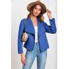 imagePRETTYGARDEN Womens Faux Suede Jackets 2025 Spring Fall Clothes Long Sleeve Open Front Cropped Coat OutwearBlue