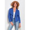 imagePRETTYGARDEN Womens Faux Suede Jackets 2025 Spring Fall Clothes Long Sleeve Open Front Cropped Coat OutwearBlue