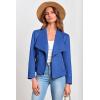 imagePRETTYGARDEN Womens Faux Suede Jackets 2025 Spring Fall Clothes Long Sleeve Open Front Cropped Coat OutwearBlue