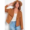 imagePRETTYGARDEN Womens Faux Suede Jackets 2025 Spring Fall Clothes Long Sleeve Open Front Cropped Coat OutwearBrown