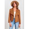 imagePRETTYGARDEN Womens Faux Suede Jackets 2025 Spring Fall Clothes Long Sleeve Open Front Cropped Coat OutwearBrown