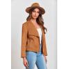 imagePRETTYGARDEN Womens Faux Suede Jackets 2025 Spring Fall Clothes Long Sleeve Open Front Cropped Coat OutwearBrown