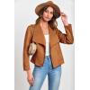 imagePRETTYGARDEN Womens Faux Suede Jackets 2025 Spring Fall Clothes Long Sleeve Open Front Cropped Coat OutwearBrown