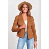 imagePRETTYGARDEN Womens Faux Suede Jackets 2025 Spring Fall Clothes Long Sleeve Open Front Cropped Coat OutwearBrown