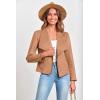 imagePRETTYGARDEN Womens Faux Suede Jackets 2025 Spring Fall Clothes Long Sleeve Open Front Cropped Coat OutwearCamel