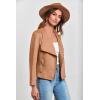 imagePRETTYGARDEN Womens Faux Suede Jackets 2025 Spring Fall Clothes Long Sleeve Open Front Cropped Coat OutwearCamel