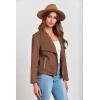 imagePRETTYGARDEN Womens Faux Suede Jackets 2025 Spring Fall Clothes Long Sleeve Open Front Cropped Coat OutwearCoffee