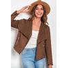 imagePRETTYGARDEN Womens Faux Suede Jackets 2025 Spring Fall Clothes Long Sleeve Open Front Cropped Coat OutwearCoffee