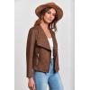 imagePRETTYGARDEN Womens Faux Suede Jackets 2025 Spring Fall Clothes Long Sleeve Open Front Cropped Coat OutwearCoffee
