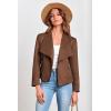 imagePRETTYGARDEN Womens Faux Suede Jackets 2025 Spring Fall Clothes Long Sleeve Open Front Cropped Coat OutwearCoffee