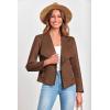 imagePRETTYGARDEN Womens Faux Suede Jackets 2025 Spring Fall Clothes Long Sleeve Open Front Cropped Coat OutwearCoffee
