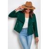 imagePRETTYGARDEN Womens Faux Suede Jackets 2025 Spring Fall Clothes Long Sleeve Open Front Cropped Coat OutwearDark Green