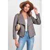 imagePRETTYGARDEN Womens Faux Suede Jackets 2025 Spring Fall Clothes Long Sleeve Open Front Cropped Coat OutwearGrey