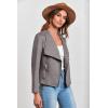 imagePRETTYGARDEN Womens Faux Suede Jackets 2025 Spring Fall Clothes Long Sleeve Open Front Cropped Coat OutwearGrey