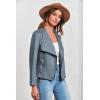 imagePRETTYGARDEN Womens Faux Suede Jackets 2025 Spring Fall Clothes Long Sleeve Open Front Cropped Coat OutwearGrey Blue