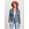 imagePRETTYGARDEN Womens Faux Suede Jackets 2025 Spring Fall Clothes Long Sleeve Open Front Cropped Coat OutwearGrey Blue