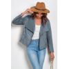 imagePRETTYGARDEN Womens Faux Suede Jackets 2025 Spring Fall Clothes Long Sleeve Open Front Cropped Coat OutwearGrey Blue