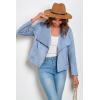 imagePRETTYGARDEN Womens Faux Suede Jackets 2025 Spring Fall Clothes Long Sleeve Open Front Cropped Coat OutwearLight Blue