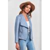 imagePRETTYGARDEN Womens Faux Suede Jackets 2025 Spring Fall Clothes Long Sleeve Open Front Cropped Coat OutwearLight Blue