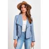 imagePRETTYGARDEN Womens Faux Suede Jackets 2025 Spring Fall Clothes Long Sleeve Open Front Cropped Coat OutwearLight Blue