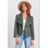 imagePRETTYGARDEN Womens Faux Suede Jackets 2025 Spring Fall Clothes Long Sleeve Open Front Cropped Coat OutwearLight Green