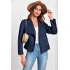 imagePRETTYGARDEN Womens Faux Suede Jackets 2025 Spring Fall Clothes Long Sleeve Open Front Cropped Coat OutwearNavy