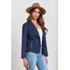 imagePRETTYGARDEN Womens Faux Suede Jackets 2025 Spring Fall Clothes Long Sleeve Open Front Cropped Coat OutwearNavy