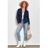 imagePRETTYGARDEN Womens Faux Suede Jackets 2025 Spring Fall Clothes Long Sleeve Open Front Cropped Coat OutwearNavy