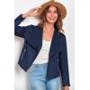 imagePRETTYGARDEN Womens Faux Suede Jackets 2025 Spring Fall Clothes Long Sleeve Open Front Cropped Coat OutwearNavy