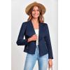 imagePRETTYGARDEN Womens Faux Suede Jackets 2025 Spring Fall Clothes Long Sleeve Open Front Cropped Coat OutwearNavy