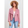 imagePRETTYGARDEN Womens Faux Suede Jackets 2025 Spring Fall Clothes Long Sleeve Open Front Cropped Coat OutwearPink