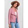 imagePRETTYGARDEN Womens Faux Suede Jackets 2025 Spring Fall Clothes Long Sleeve Open Front Cropped Coat OutwearPink