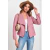 imagePRETTYGARDEN Womens Faux Suede Jackets 2025 Spring Fall Clothes Long Sleeve Open Front Cropped Coat OutwearPink
