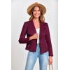 imagePRETTYGARDEN Womens Faux Suede Jackets 2025 Spring Fall Clothes Long Sleeve Open Front Cropped Coat OutwearPurple Red