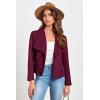 imagePRETTYGARDEN Womens Faux Suede Jackets 2025 Spring Fall Clothes Long Sleeve Open Front Cropped Coat OutwearPurple Red