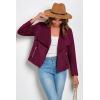 imagePRETTYGARDEN Womens Faux Suede Jackets 2025 Spring Fall Clothes Long Sleeve Open Front Cropped Coat OutwearPurple Red