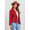 imagePRETTYGARDEN Womens Faux Suede Jackets 2025 Spring Fall Clothes Long Sleeve Open Front Cropped Coat OutwearRed