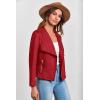 imagePRETTYGARDEN Womens Faux Suede Jackets 2025 Spring Fall Clothes Long Sleeve Open Front Cropped Coat OutwearRed