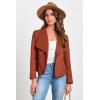 imagePRETTYGARDEN Womens Faux Suede Jackets 2025 Spring Fall Clothes Long Sleeve Open Front Cropped Coat OutwearRust Red