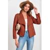 imagePRETTYGARDEN Womens Faux Suede Jackets 2025 Spring Fall Clothes Long Sleeve Open Front Cropped Coat OutwearRust Red
