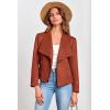 imagePRETTYGARDEN Womens Faux Suede Jackets 2025 Spring Fall Clothes Long Sleeve Open Front Cropped Coat OutwearRust Red