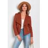 imagePRETTYGARDEN Womens Faux Suede Jackets 2025 Spring Fall Clothes Long Sleeve Open Front Cropped Coat OutwearRust Red