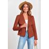 imagePRETTYGARDEN Womens Faux Suede Jackets 2025 Spring Fall Clothes Long Sleeve Open Front Cropped Coat OutwearRust Red